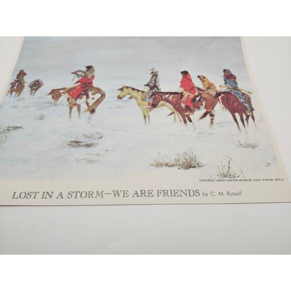 Print Lost in a Storm We Are Friends by C.M. Russell Native American Art 10x8 - Picture 5 of 9